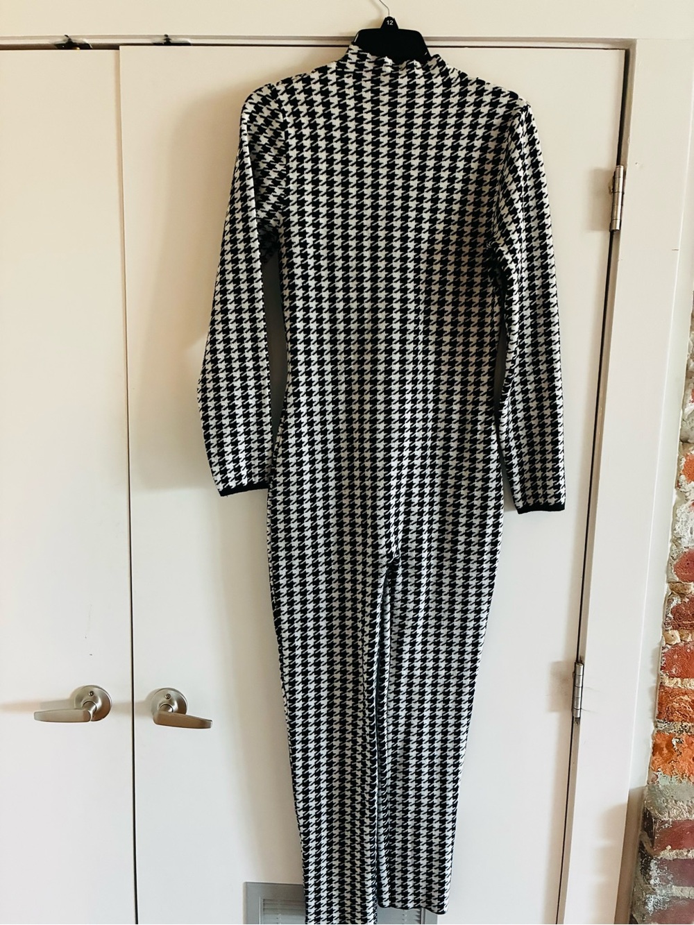 Fashion Nova “No Fads” Houndstooth Sweater Jumpsuit with a front zipper - Picture 4 of 4